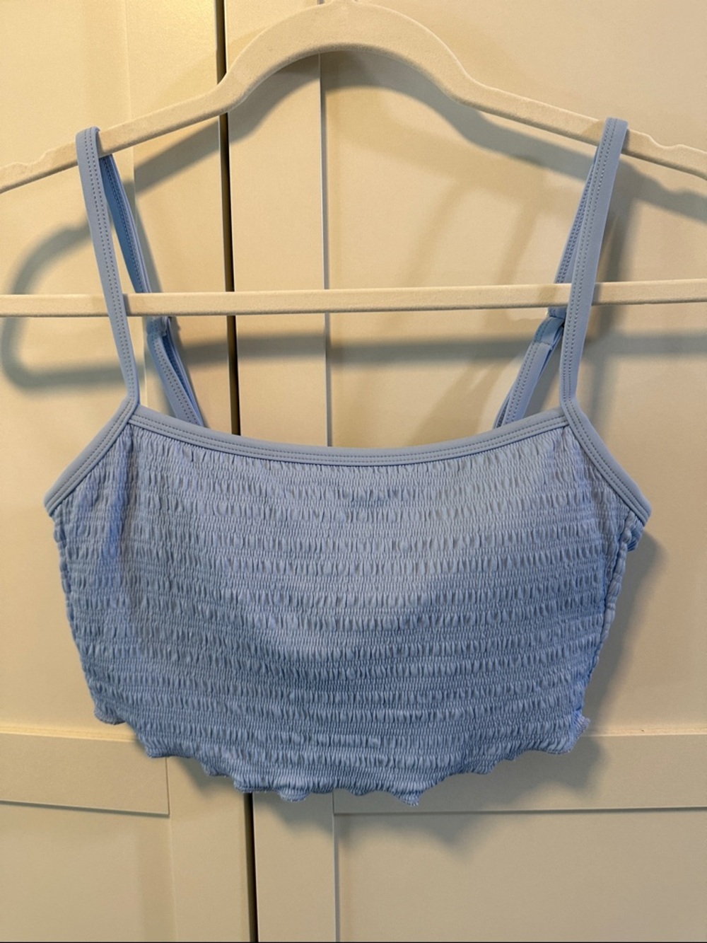 Xhilaration Light Blue Smocked Bikini Top